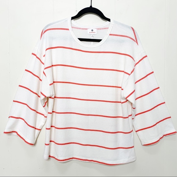 Sundry red & white stripe kimono sleeve top/sweater size 2 (M) - Picture 4 of 9